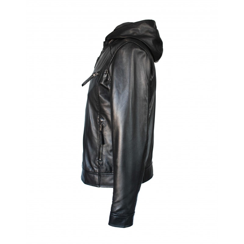 zerimar shoes Chaqueta de piel con capucha removible NOTTE Outlet