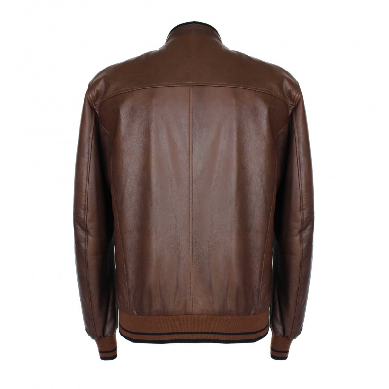 zerimar shoes Chaqueta de piel con detalle textil líneas modelo COTA Rebajas