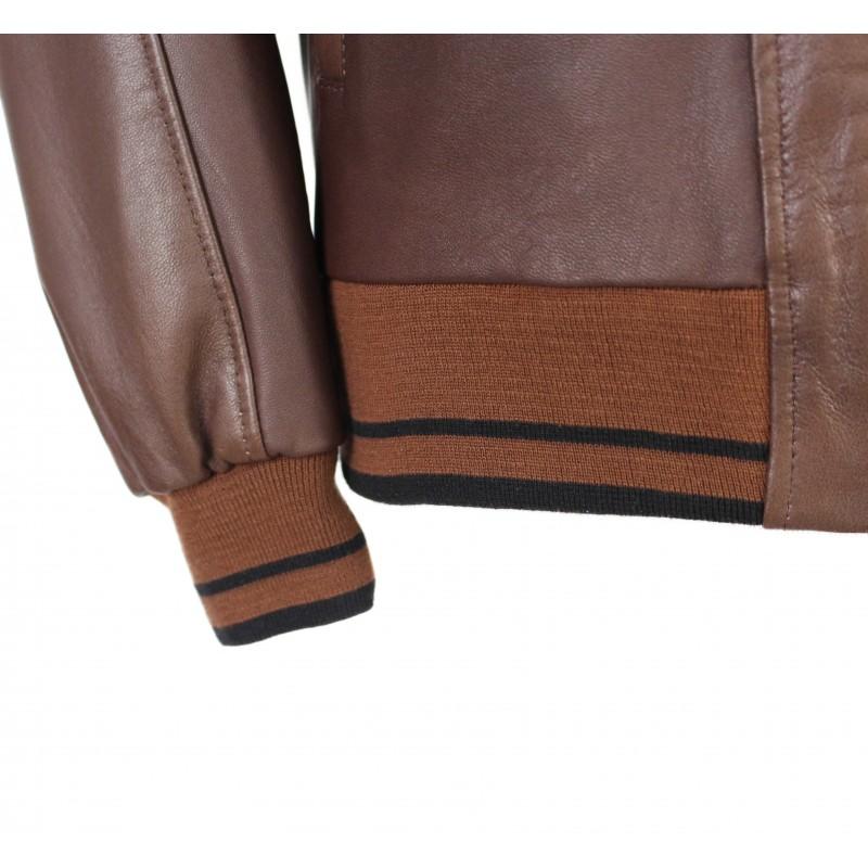 zerimar shoes Chaqueta de piel con detalle textil líneas modelo COTA Rebajas