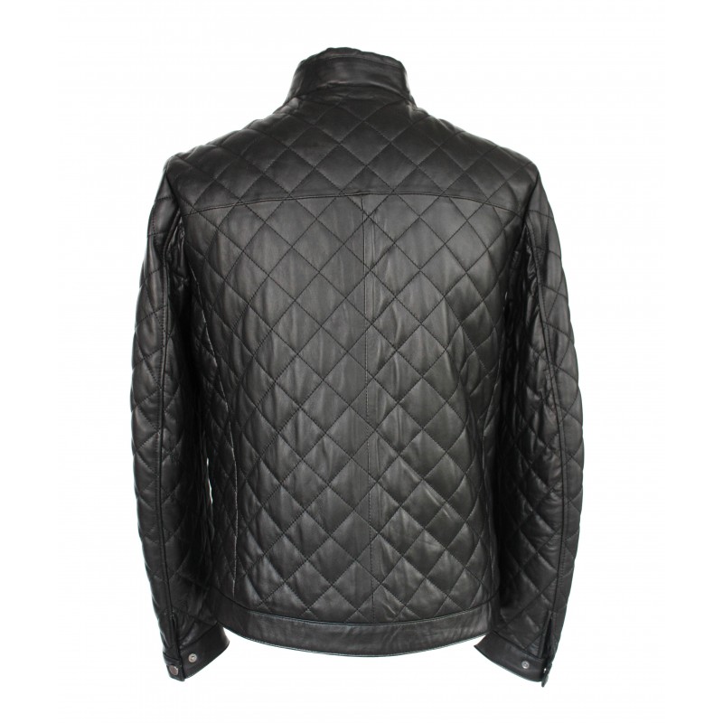 zerimar shoes Chaqueta de piel acolchada con detalle rojo Ofertas