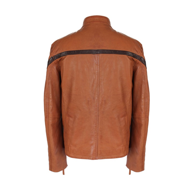 zerimar shoes Chaqueta de cuero con detalle lineal modelo RYANO Rebajas online