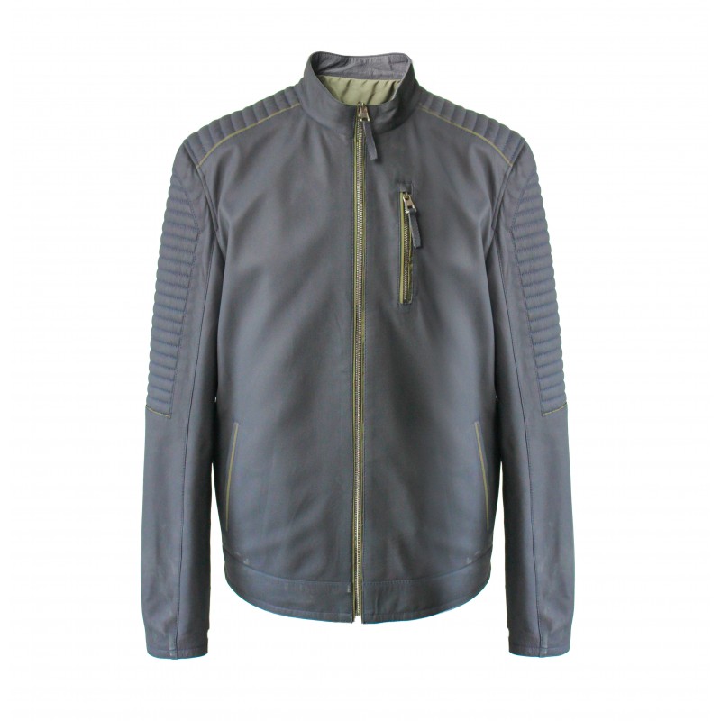 zerimar shoes Chaqueta de cuero reversible bicolor BLUEGREEN COMPRAR AHORA