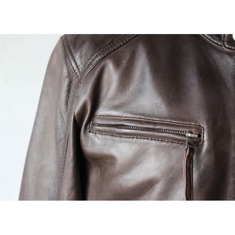 zerimar shoes Chaqueta de cuero con cremalleras modelo CHOCOLATE Últimos 2 días
