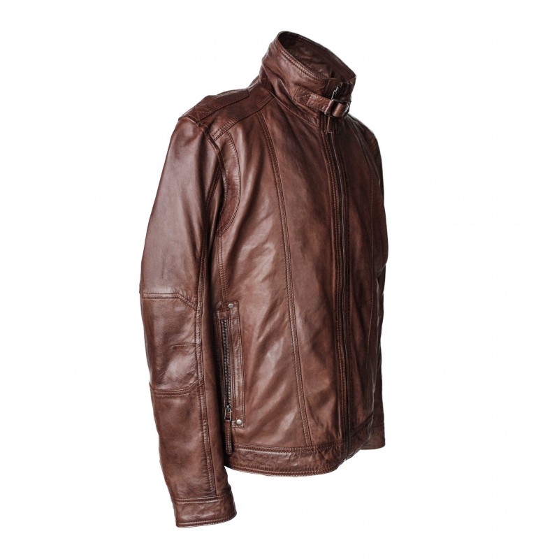 zerimar shoes Chaqueta de cuero con cremallera modelo SOGA Último día