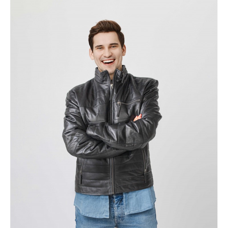 zerimar shoes Chaqueta de cuero con cremallera modelo FORMI Precio de fábrica