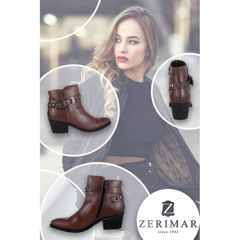 zerimar shoes Botines estilo cowboy de piel con hebilla en el tobillo Ofertas especiales