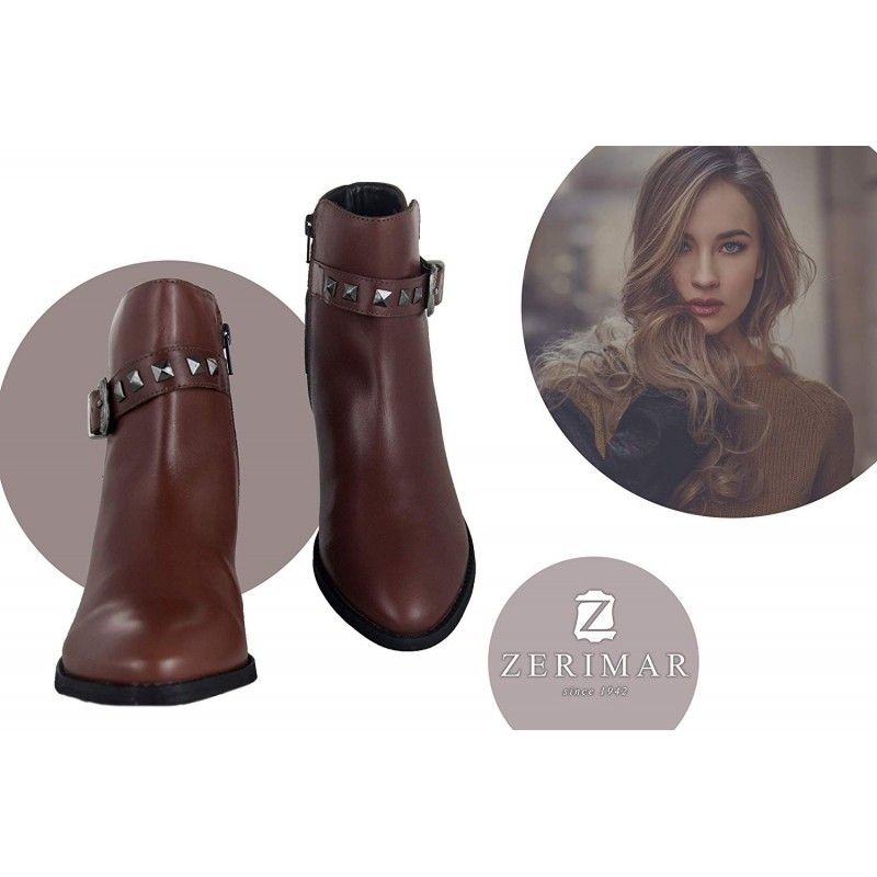 zerimar shoes Botines estilo cowboy de piel con hebilla en el tobillo Ofertas especiales