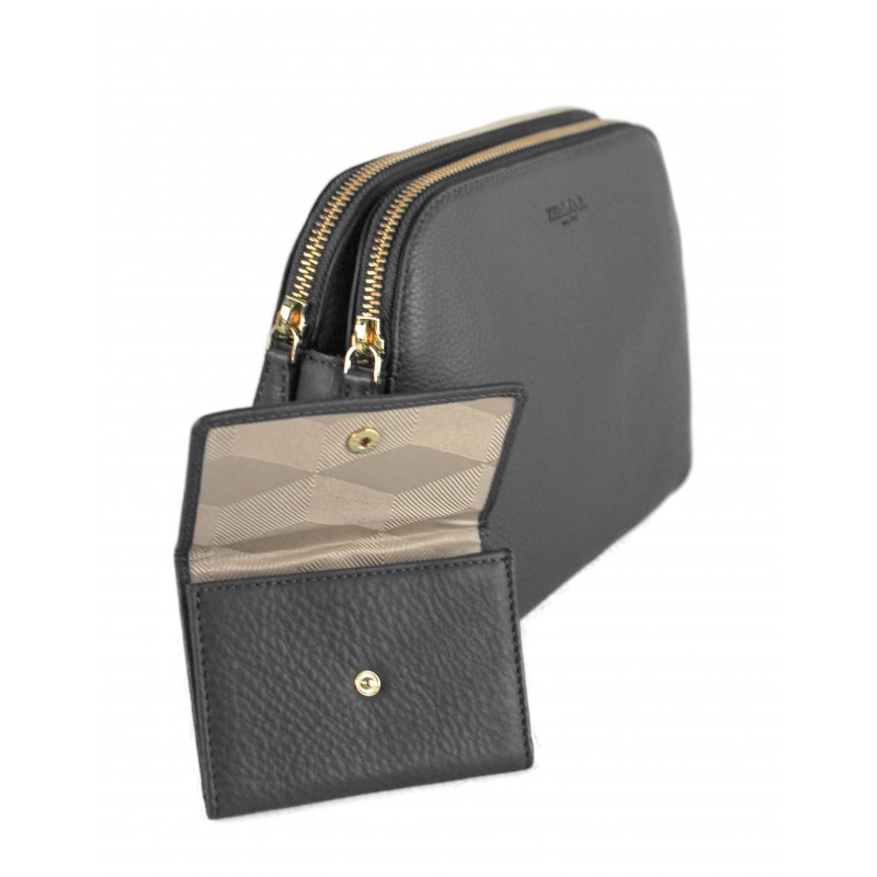zerimar shoes Bolso de piel con doble cremallera 24x9x17 cm Ofertas