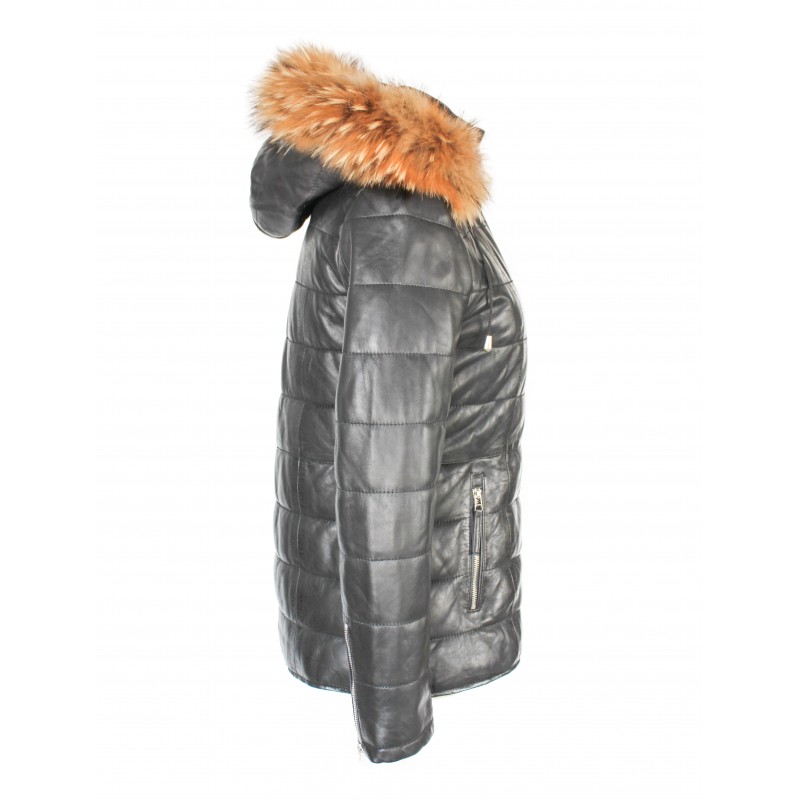 zerimar shoes Chaqueta de piel con capucha de racoon modelo ALMOND Ventas relámpago