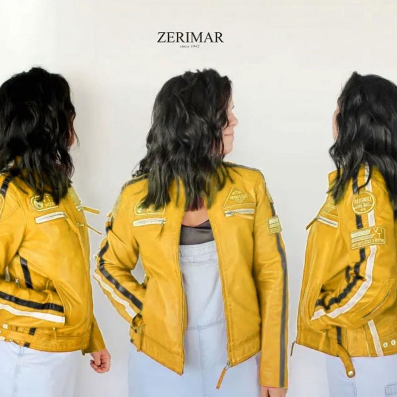 zerimar shoes Chaqueta heavy de piel con parches modelo 120 Tienda