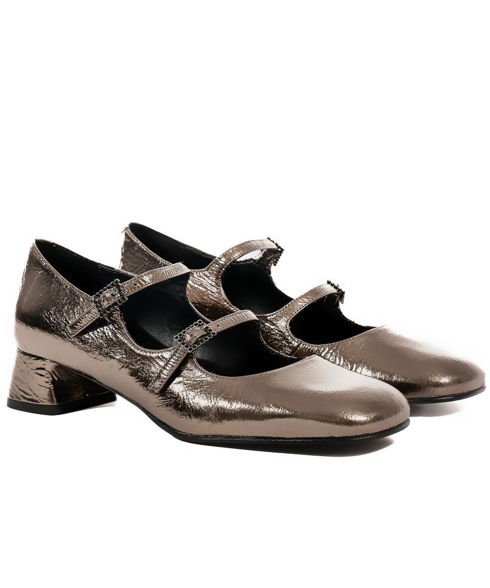 zinda Mary Jane de piel metalizada gris Oferta especial de fábrica