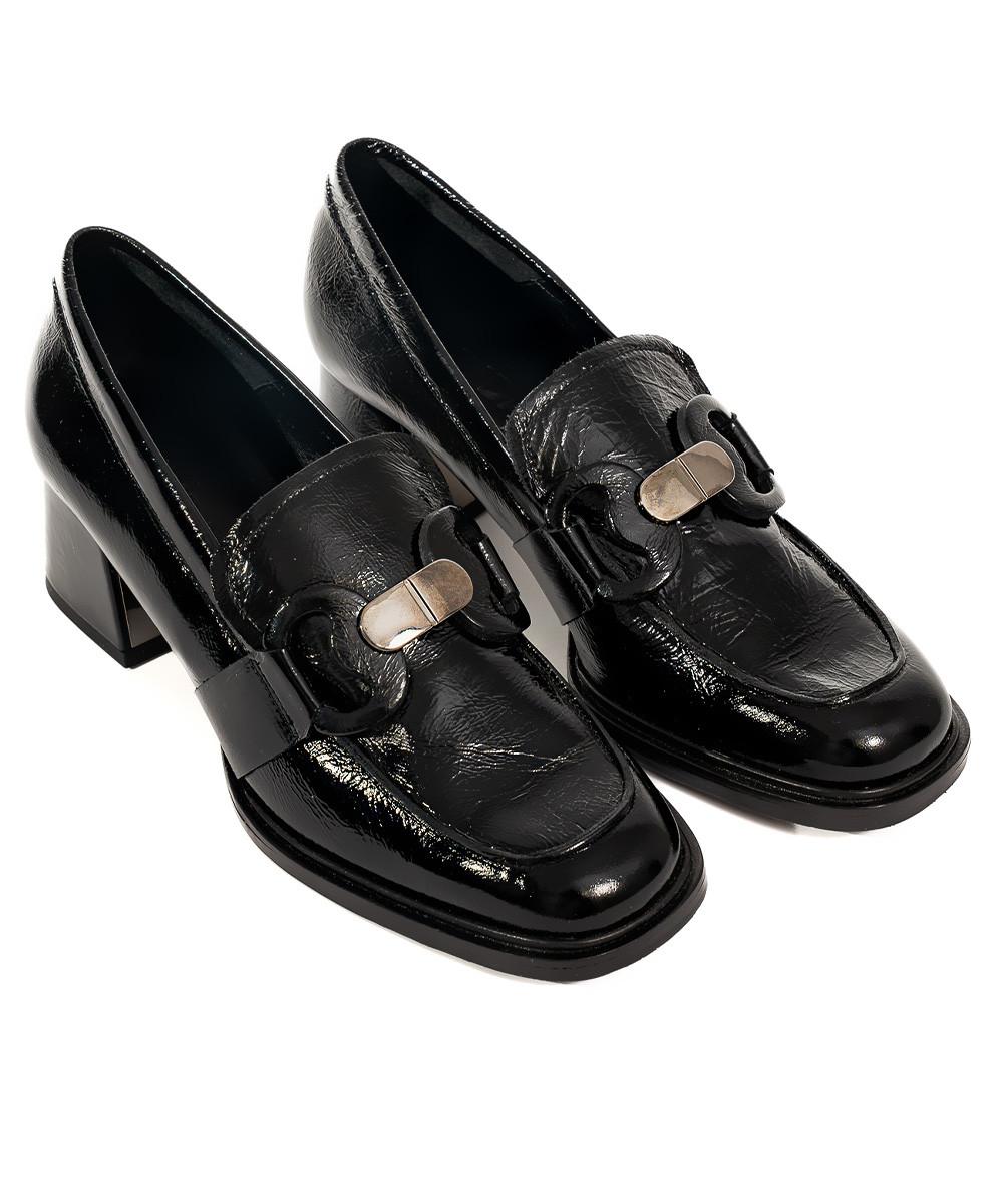 zinda Mocasín de piel negra con hebilla Ofertas de temporada