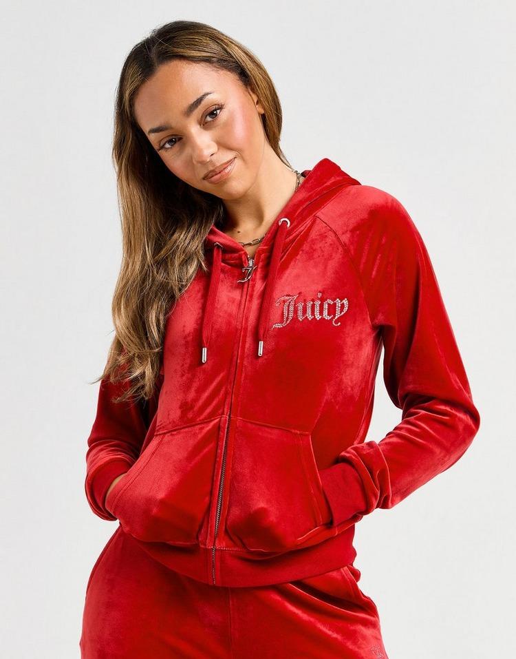 JD Sports JUICY COUTURE Sudadera con capucha Zip Logo Velour Diamante Liquidación