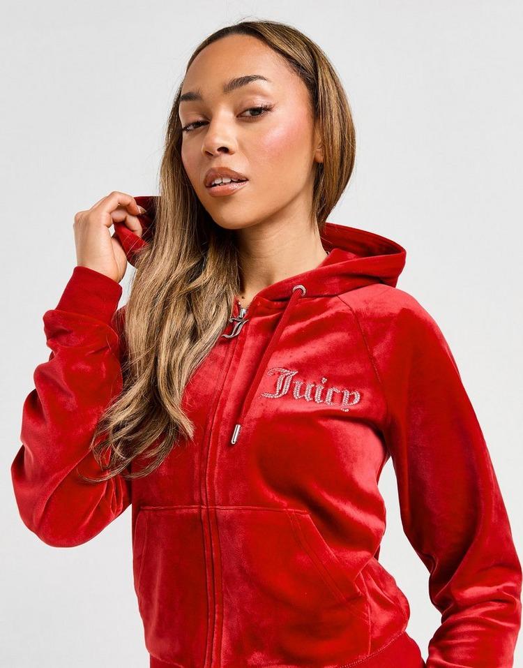 JD Sports JUICY COUTURE Sudadera con capucha Zip Logo Velour Diamante Liquidación