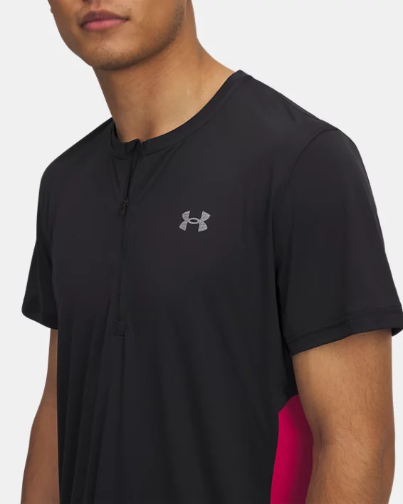 Under Armour Parte superior de manga corta con cremallera UA Trail Run para hombre   Outlet