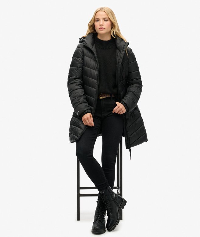 superdry Abrigo acolchado de largo medio con capucha Fuji Promoción trimestral