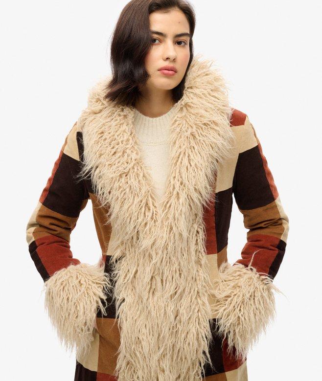 superdry Abrigo afgano largo de patchwork Superdescuento