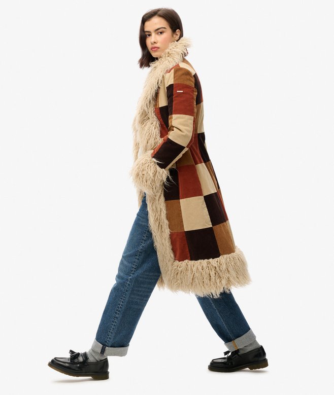 superdry Abrigo afgano largo de patchwork Superdescuento