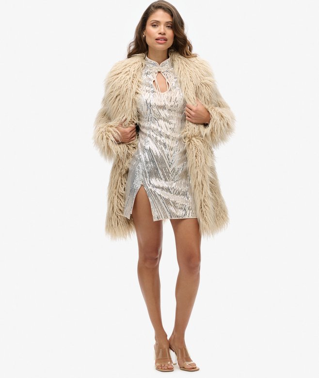superdry Minivestido con cuello mao y lentejuelas Los más vendidos