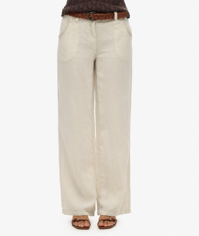 superdry Pantalones de lino de talle bajo Descuento