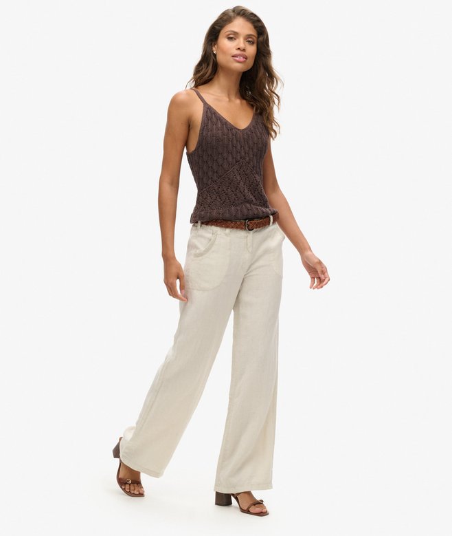 superdry Pantalones de lino de talle bajo Descuento