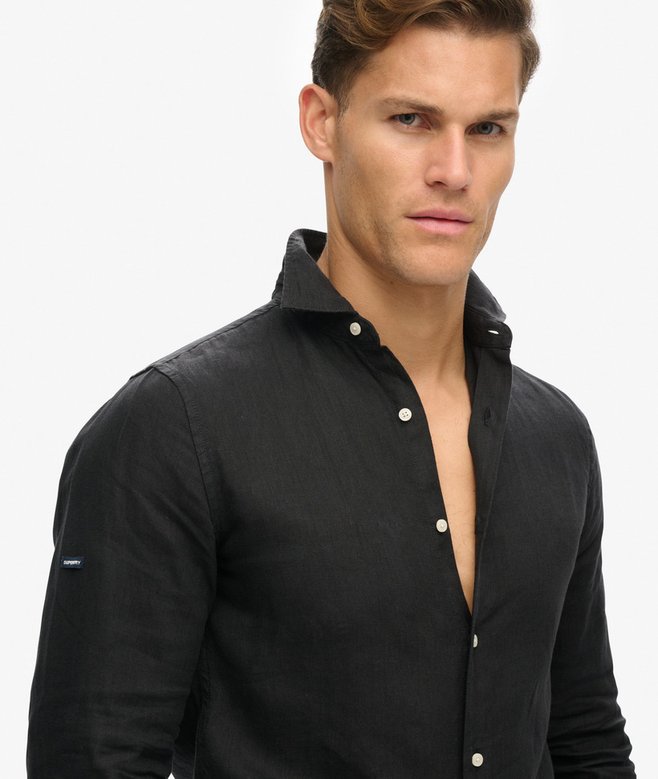 superdry Camisa de manga larga de lino informal Última moda