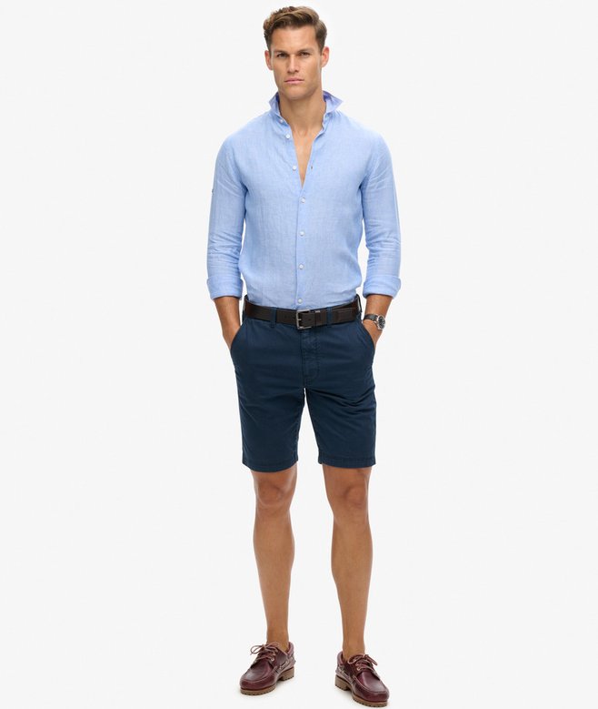 superdry Camisa de manga larga de lino informal Rebajas de fin de temporada