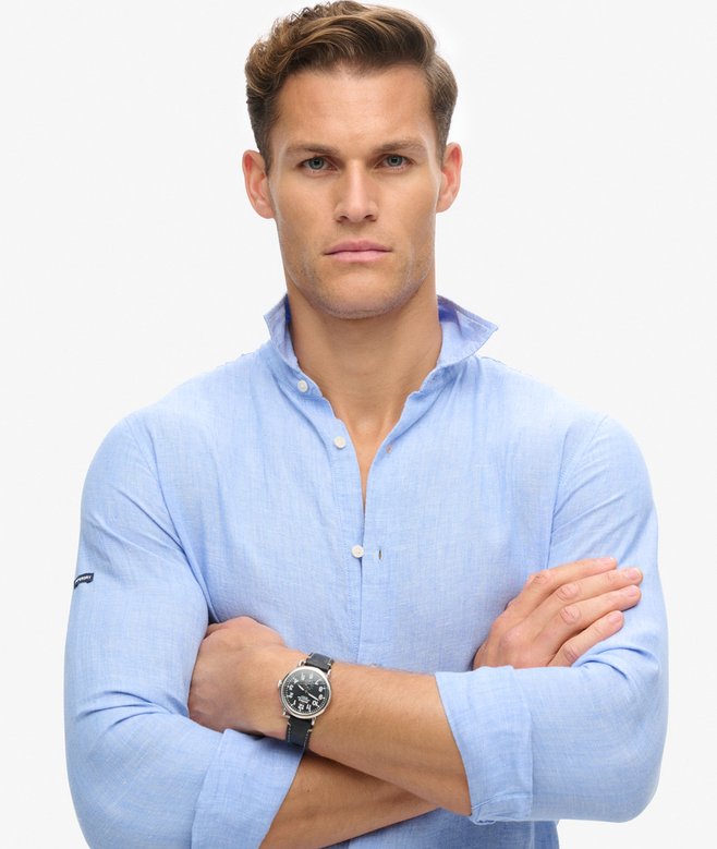 superdry Camisa de manga larga de lino informal Rebajas de fin de temporada