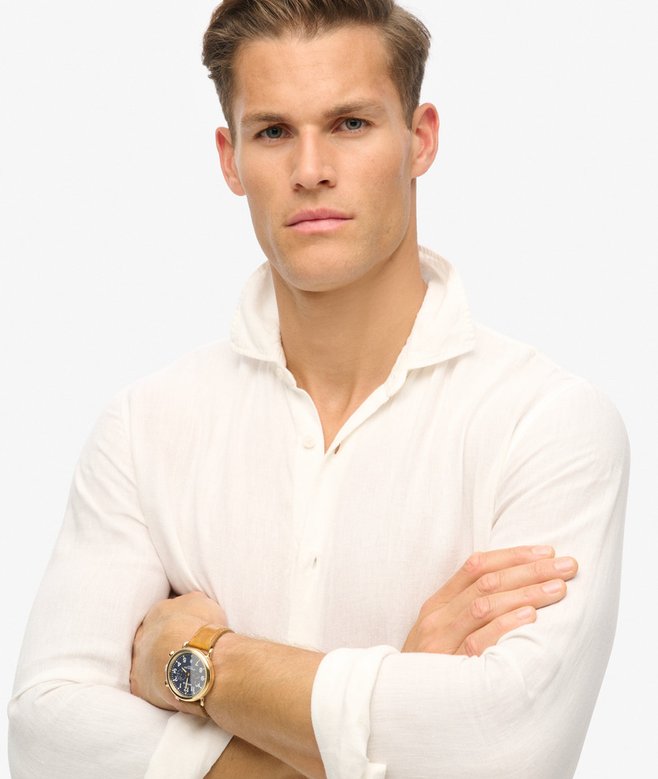 superdry Camisa de manga larga de lino informal Mejor oferta