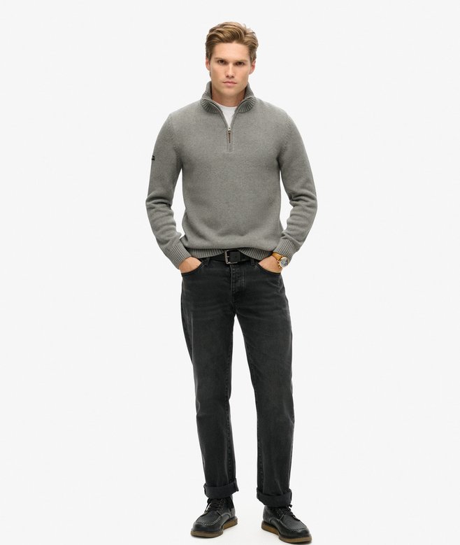 superdry Jersey clásico de punto de algodón con media cremallera Rebajas top