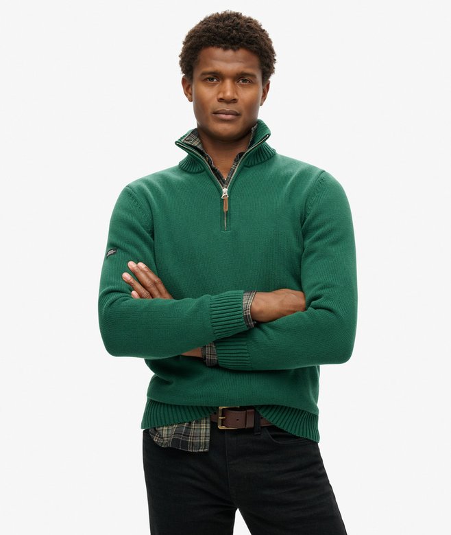 superdry Jersey clásico de punto de algodón con media cremallera Últimos 3 días