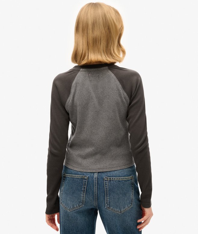 superdry Top ajustado de canalé y manga larga Athletic Essentials Ofertas