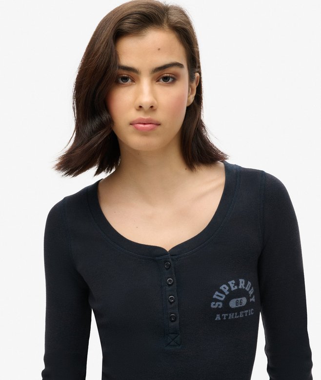 superdry Camiseta de manga larga con cuello abotonado Athletic Venta caliente