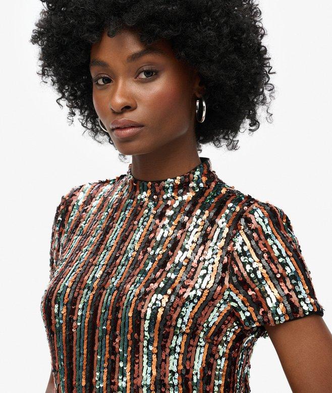 superdry Minivestido tipo camiseta con lentejuelas Mejor oferta