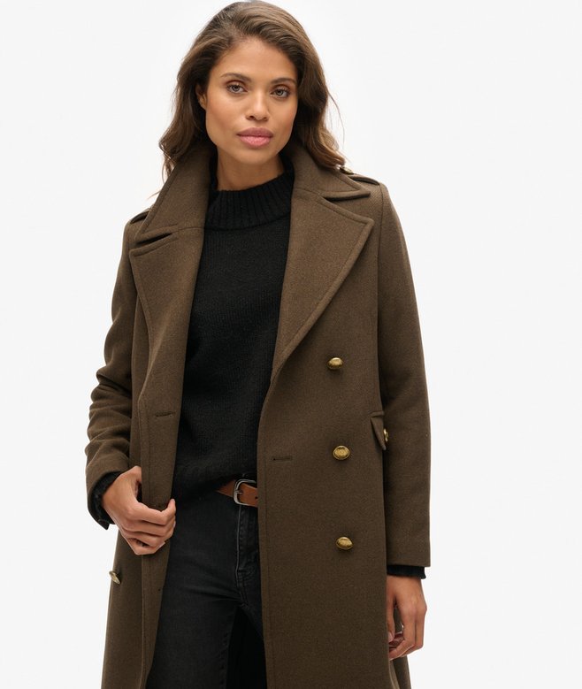 superdry Abrigo de mezcla de lana con doble botonadura Última moda