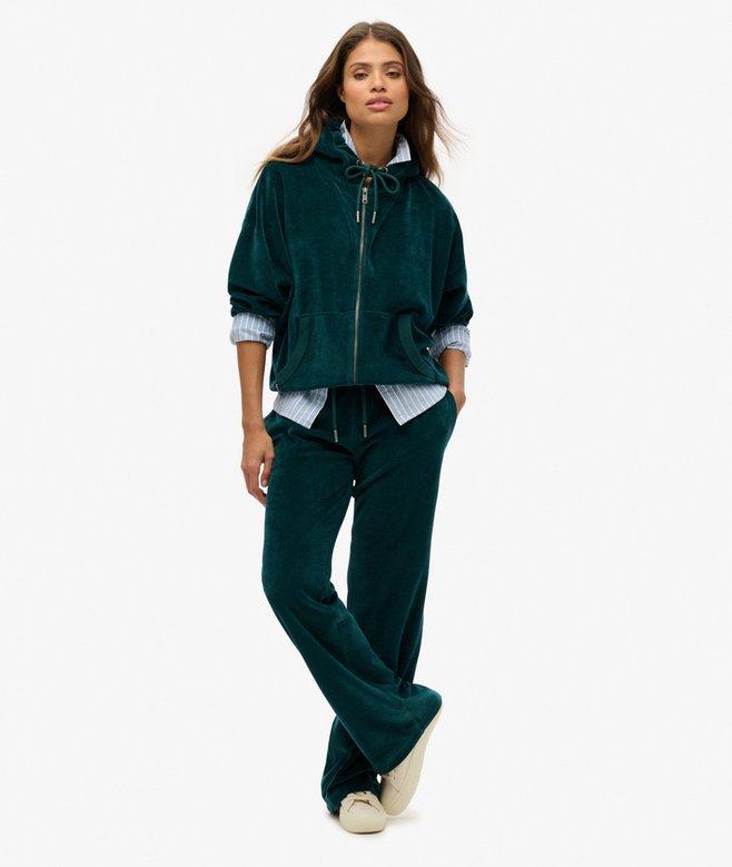 superdry Sudadera con capucha y cremallera de velvetón Grandes ahorros