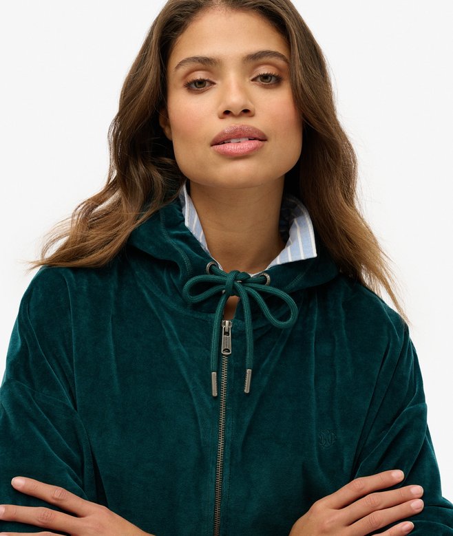 superdry Sudadera con capucha y cremallera de velvetón Grandes ahorros