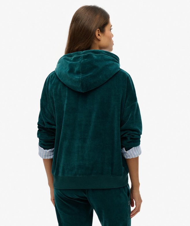 superdry Sudadera con capucha y cremallera de velvetón Grandes ahorros
