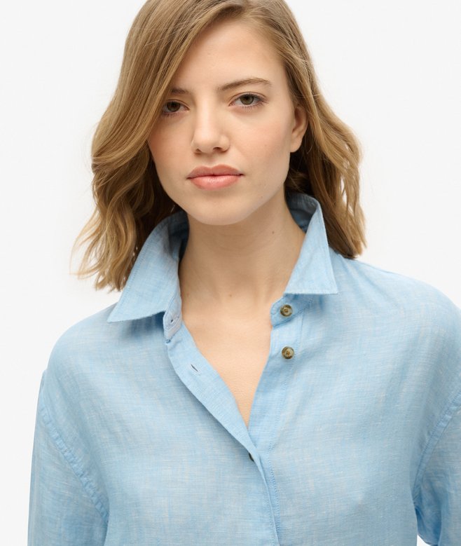 superdry Camisa informal de lino con corte boyfriend Outlet