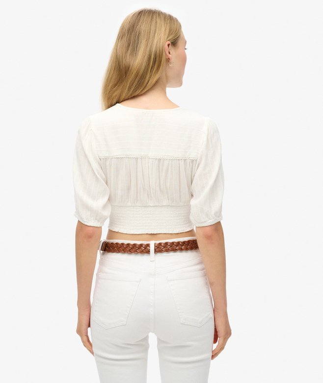 superdry Top con ribete de encaje de manga corta Ibiza Rebajas de fábrica