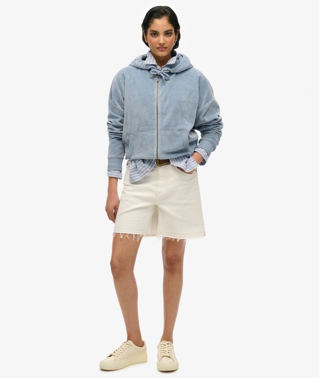 superdry Sudadera con capucha y cremallera de velvetón Descuento