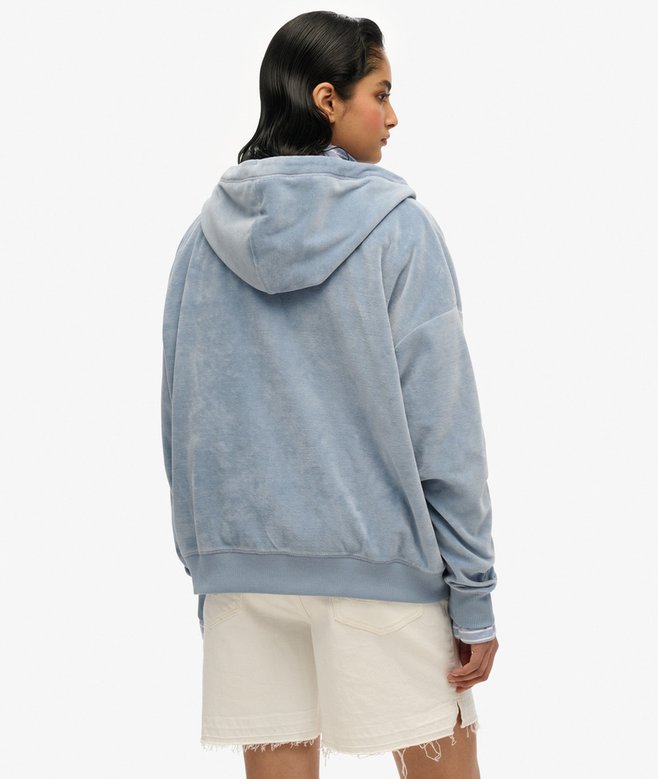 superdry Sudadera con capucha y cremallera de velvetón Descuento