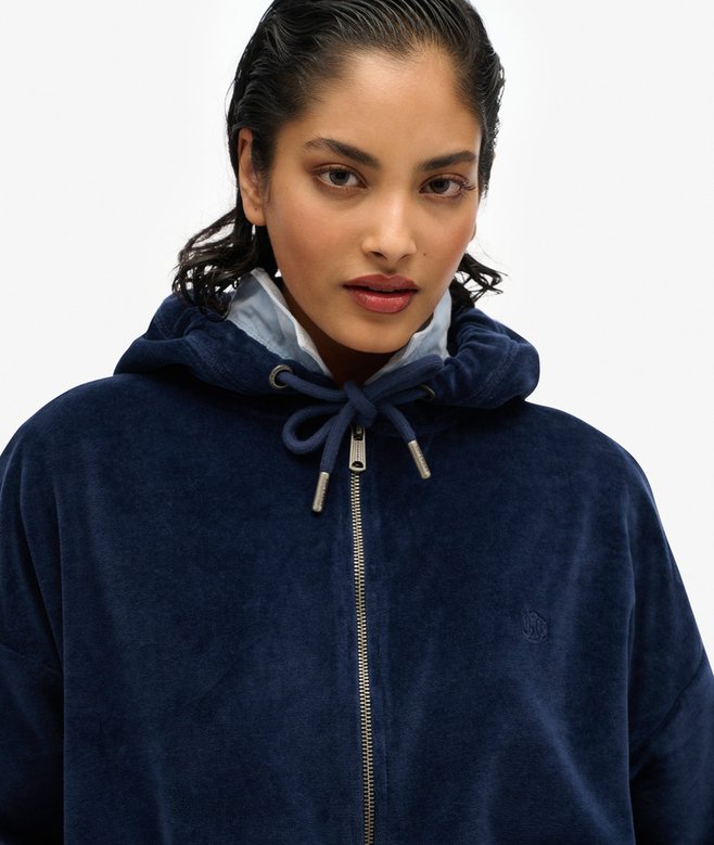 superdry Sudadera con capucha y cremallera de velvetón Tienda