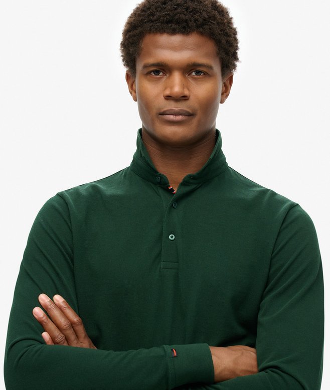 superdry Polo de piqué de manga larga de algodón Tienda