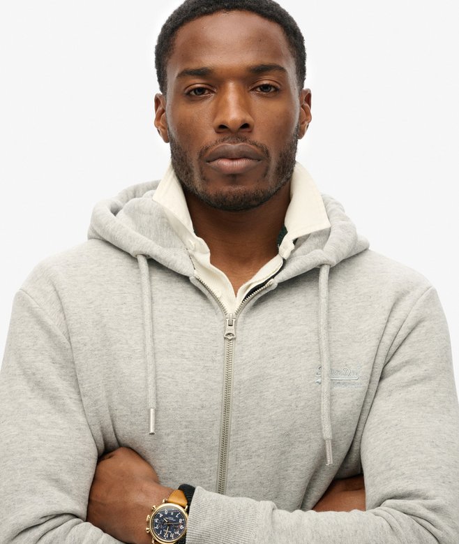 superdry Sudadera de algodón orgánico con capucha cremallera y logotipo Vintage Logo bordado Liquidación