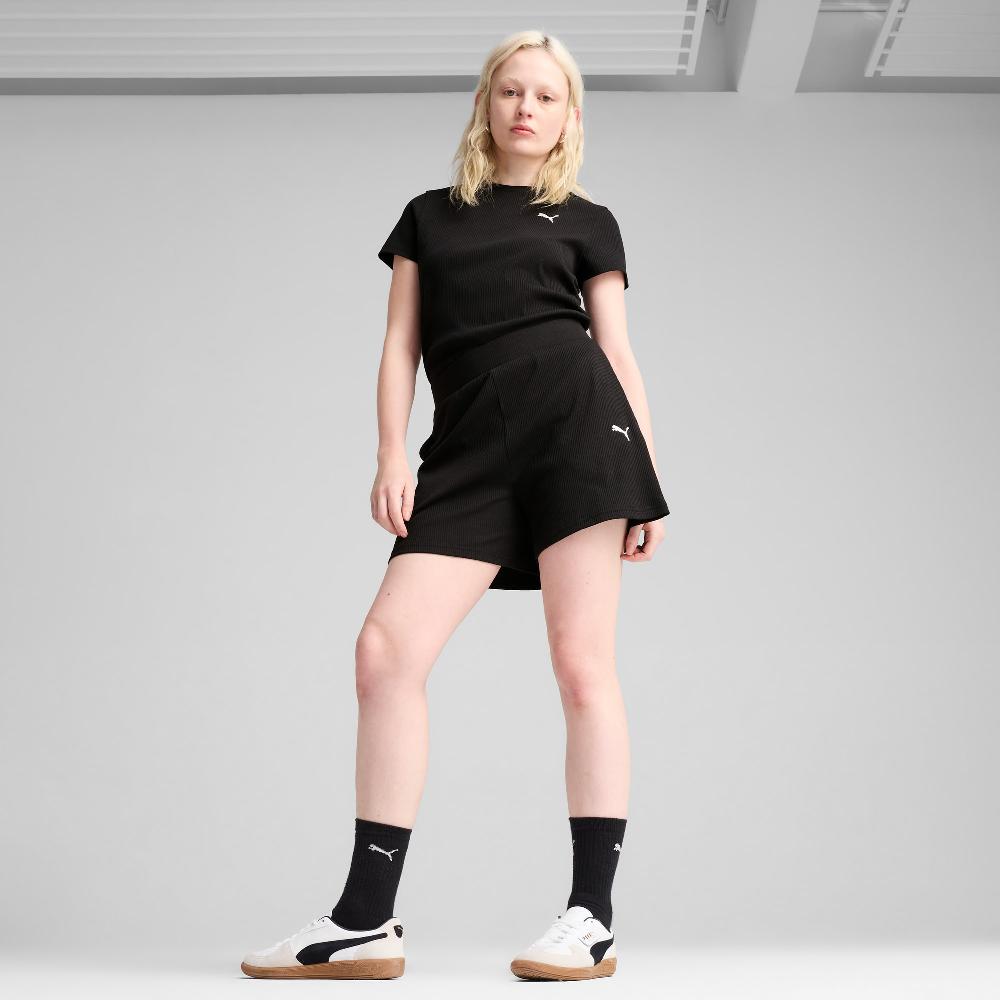 Puma Shorts de canalé tiro alto ESS ELEVATED 5" para mujer Oferta especial de fábrica